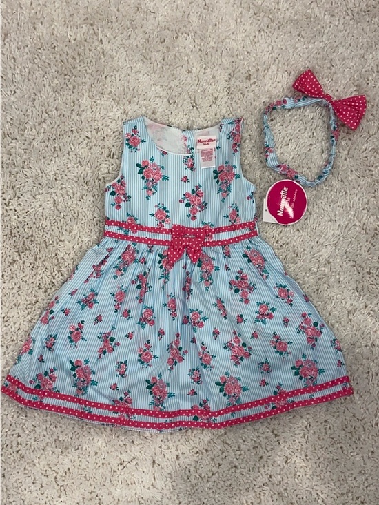 Nannette Other - Nannette Blue and Pink Floral Stripe Sundress with Polka Dot Accents